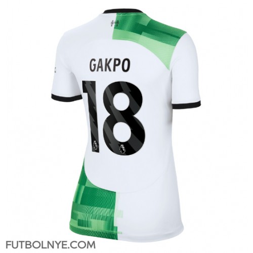 Camiseta Liverpool Cody Gakpo #18 Visitante Equipación para mujer 2023-24 manga corta